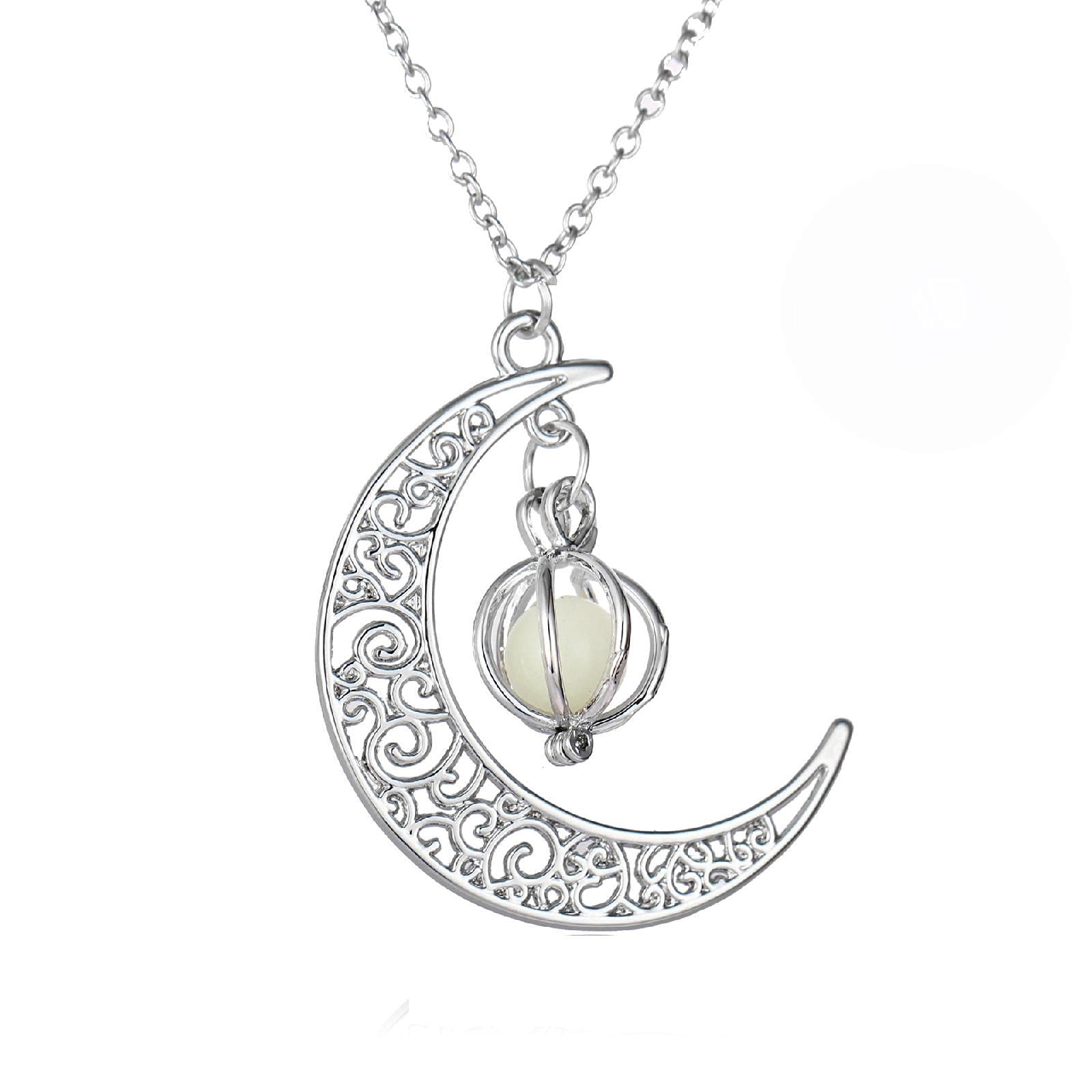 Glowing Moon Pumpkin Pendant Necklace for Women - Luminous Halloween & Christmas Jewelry Gift - Perfect for Parties, Cosplay, and Festive Occasions