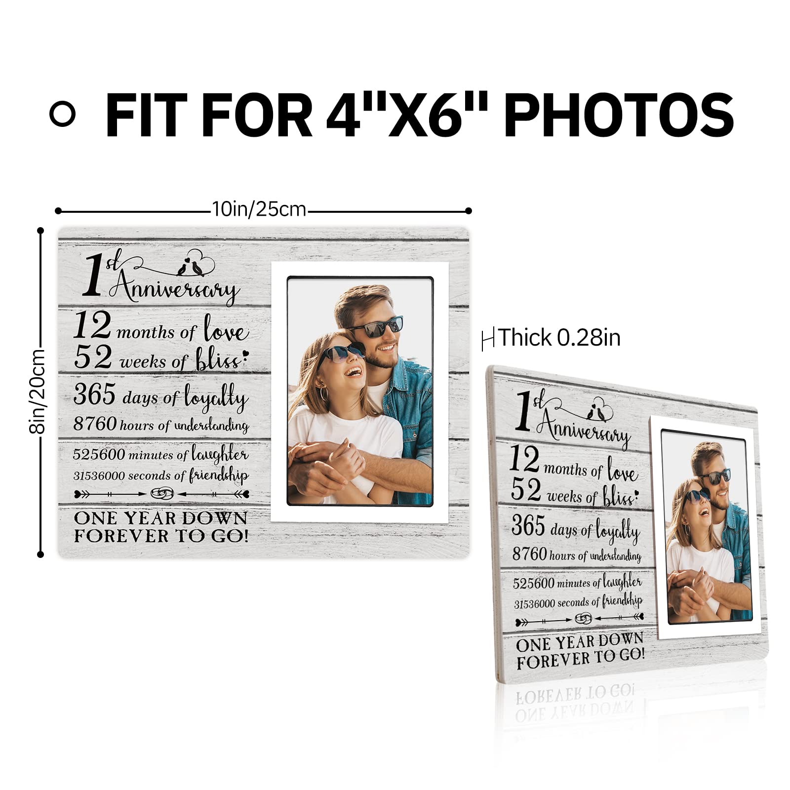 BeneCharm 1st Anniversary Picture Frame - Elegant Wedding Gift for Couples, Husband & Wife - Holds 4x6 Photo - Perfect for Home Decor, Romantic Gifts & Anniversary Celebrations