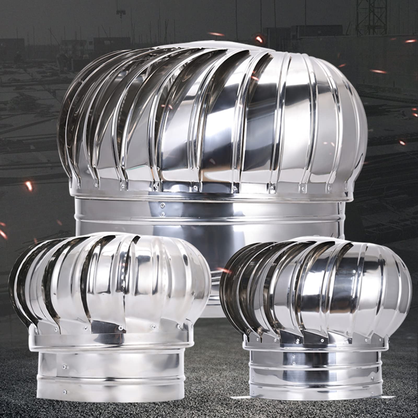 Stainless Steel Chimney Spinner, Rotating Chimney Cover, Turbine Ventilator - Energy Saving Downdraft Prevention with Swivel Cap Ventilation - Perfect for Fireplaces, Roof Vents, and Home Ventilation Systems