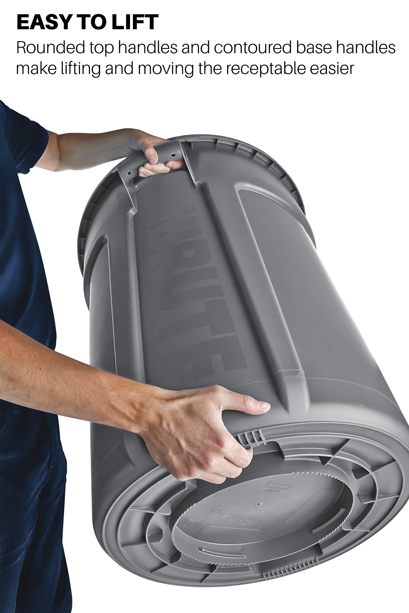 Rubbermaid BRUTE 20-Gallon Heavy-Duty Round Trash Can - Blue Commercial Garbage Bin for Landscaping, Construction Sites, Restaurants, Offices & Warehouses - Durable Waste Container for Indoor/Outdoor Use