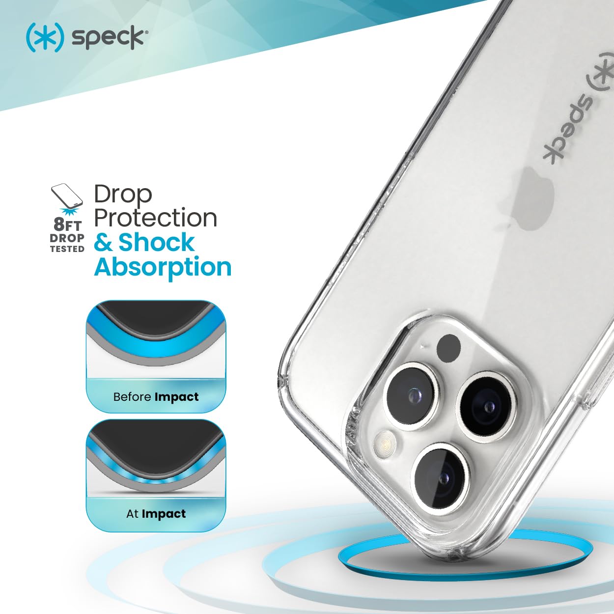 Speck Clear iPhone 16 Pro Max Case - Slim Protective Phone Cover - GemShell Technology - Crystal Clear Transparent Design - Perfect for Everyday Use & Drop Protection
