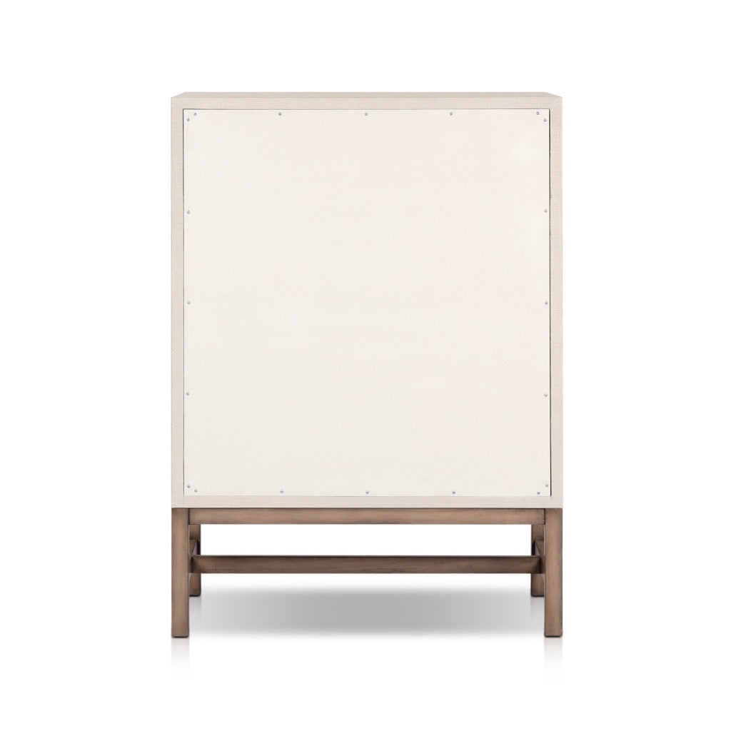 Fiona Tall Dresser with Ivory Painted Raffia Finish - Elegant Storage Solution for Bedroom, Living Room or Nursery Organization