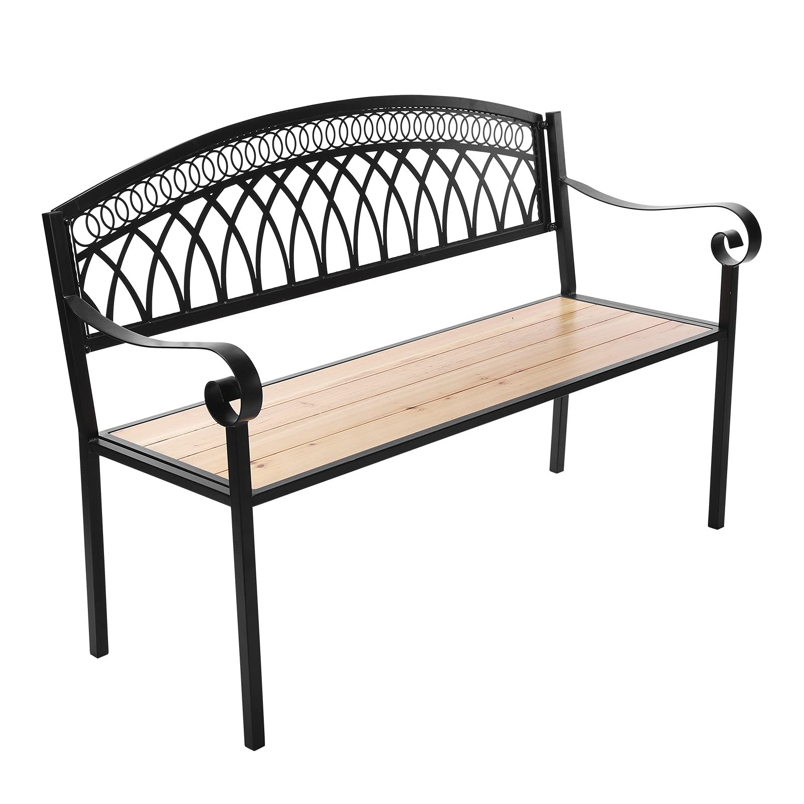 UINKISY 3-Person Outdoor Garden Bench - Heavy Duty Patio Furniture Chair for Yard, Park, Balcony | Weather-Resistant Wooden Long Bench for Relaxing & Entertaining