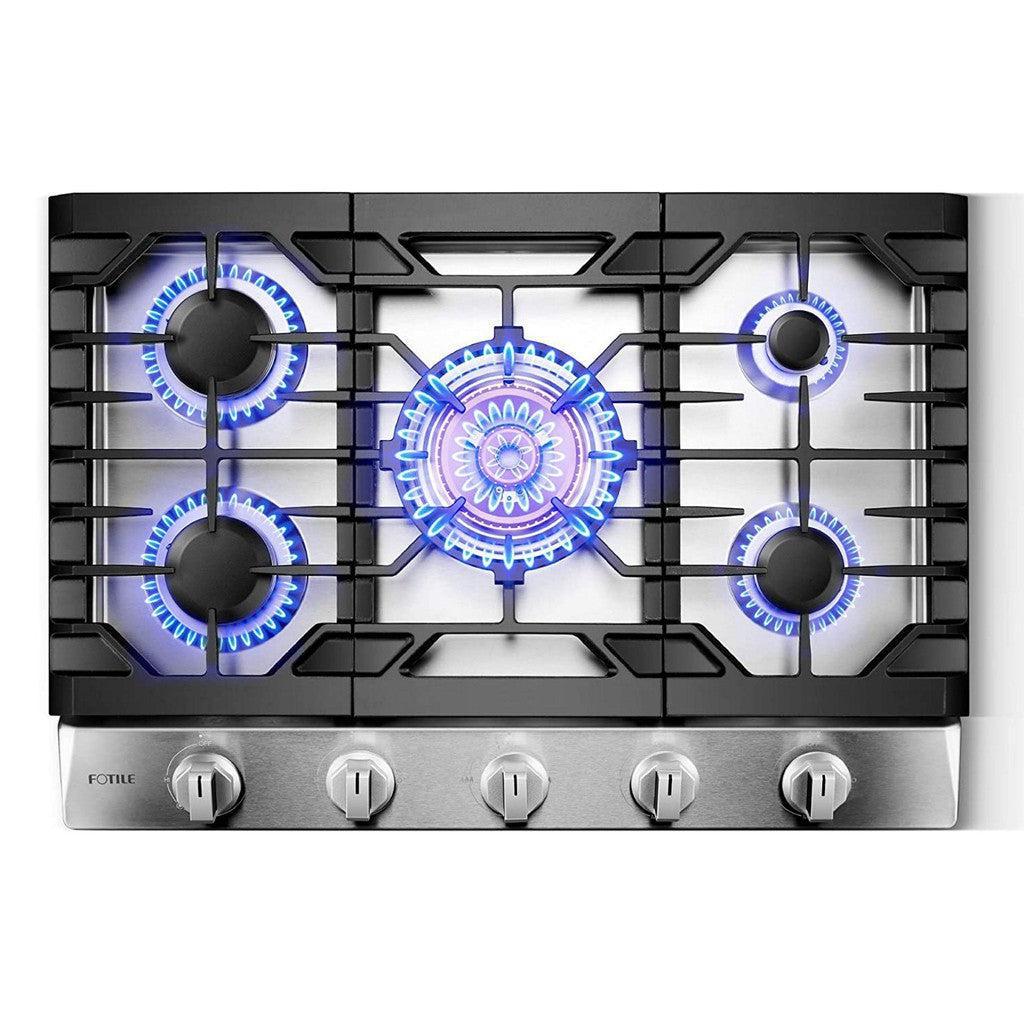 Fotile GLS30501 30-Inch 5-Burner Stainless Steel Gas Cooktop - Tri Ring Series for Professional Cooking | Perfect for Home Kitchens & Restaurant Use