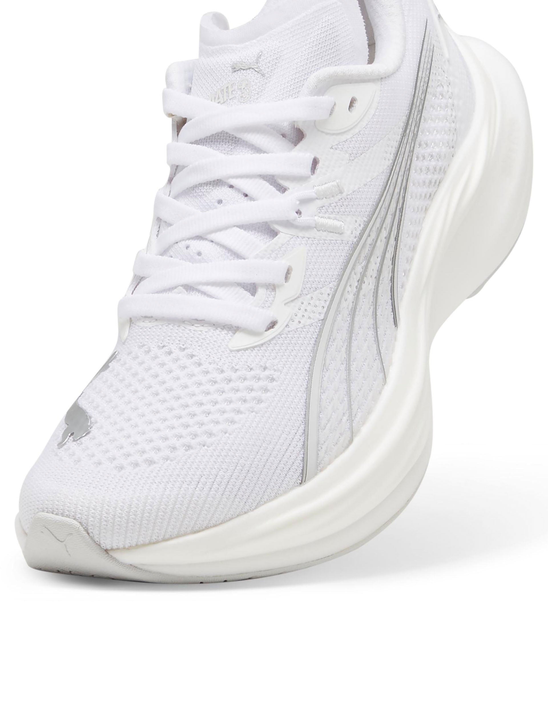 Deviate NITRO 3 Running Shoes for Men & Women - Lightweight Cushioned Athletic Sneakers in White/Feather Grey/Silver - Perfect for Jogging, Gym Workouts & Daily Walking