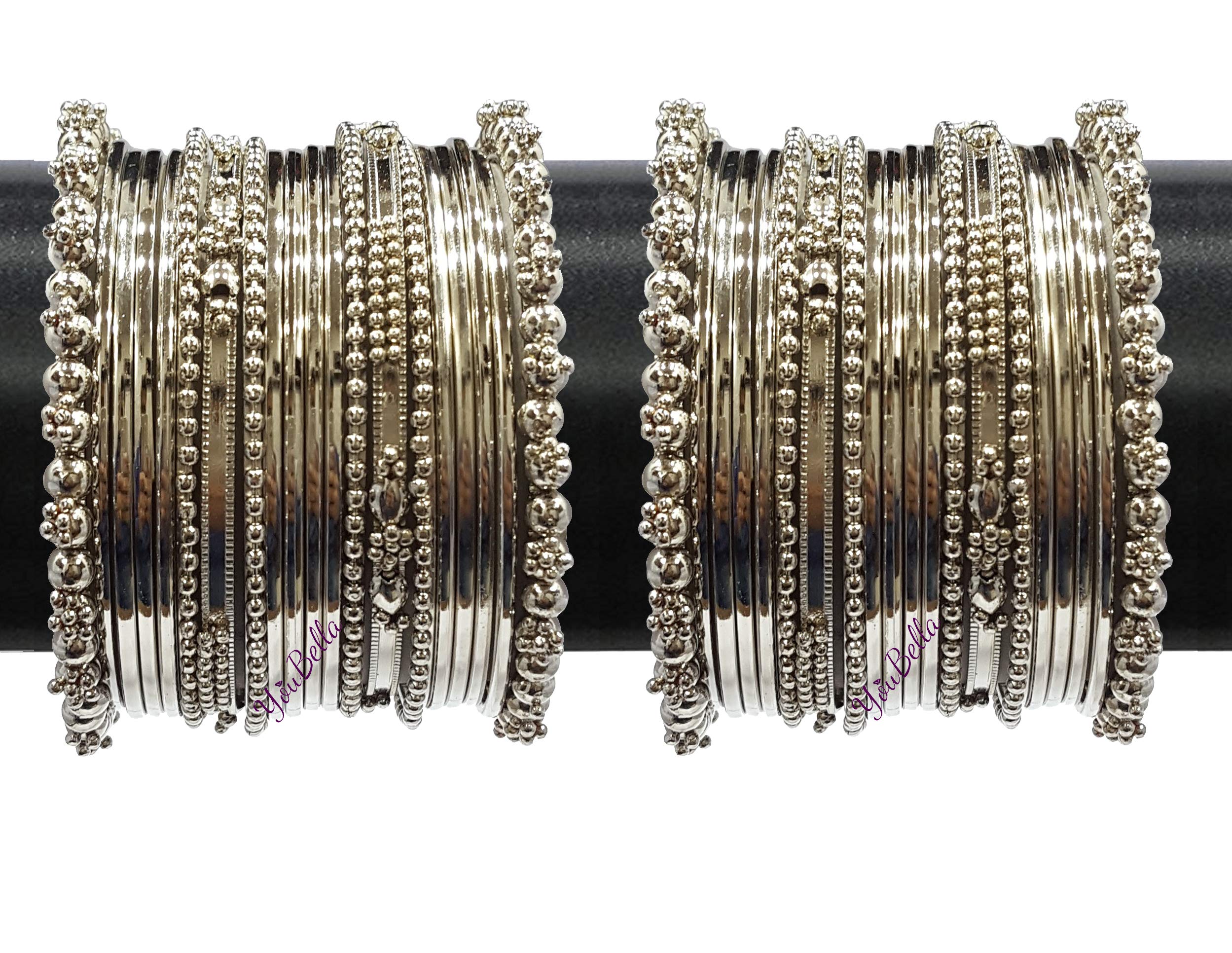 YouBella Women's Traditional Silver Plated Oxidized Bracelet Bangle Set - Elegant Jewelry for Everyday Wear & Special Occasions