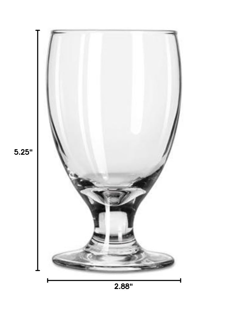 Premium Libbey Embassy Footed Drink Glasses - Elegant 10.5oz Banquet Goblets (Set of 6) - 5.25