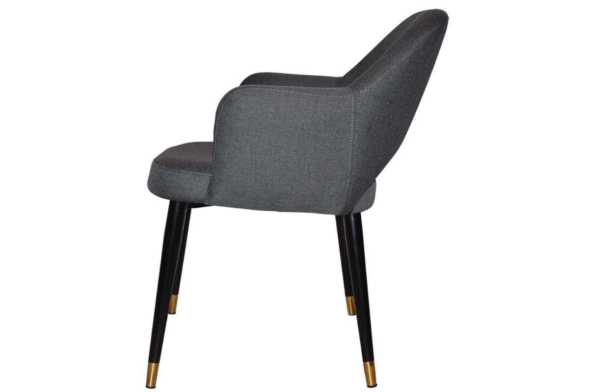 EZ Hospitality Cairo Indoor Armchair with Metal Base - Slim Black Brass 4-Leg Design for Living Room, Office or Dining Room Decor