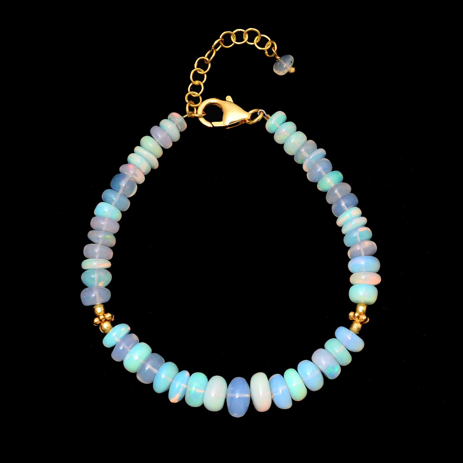 Ethiopian Opal Bracelet - Multi Fire Welo Opal Silver Beaded Jewelry for Women | Handmade Statement Bracelet | Gift for Birthday, Anniversary & Special Occasions