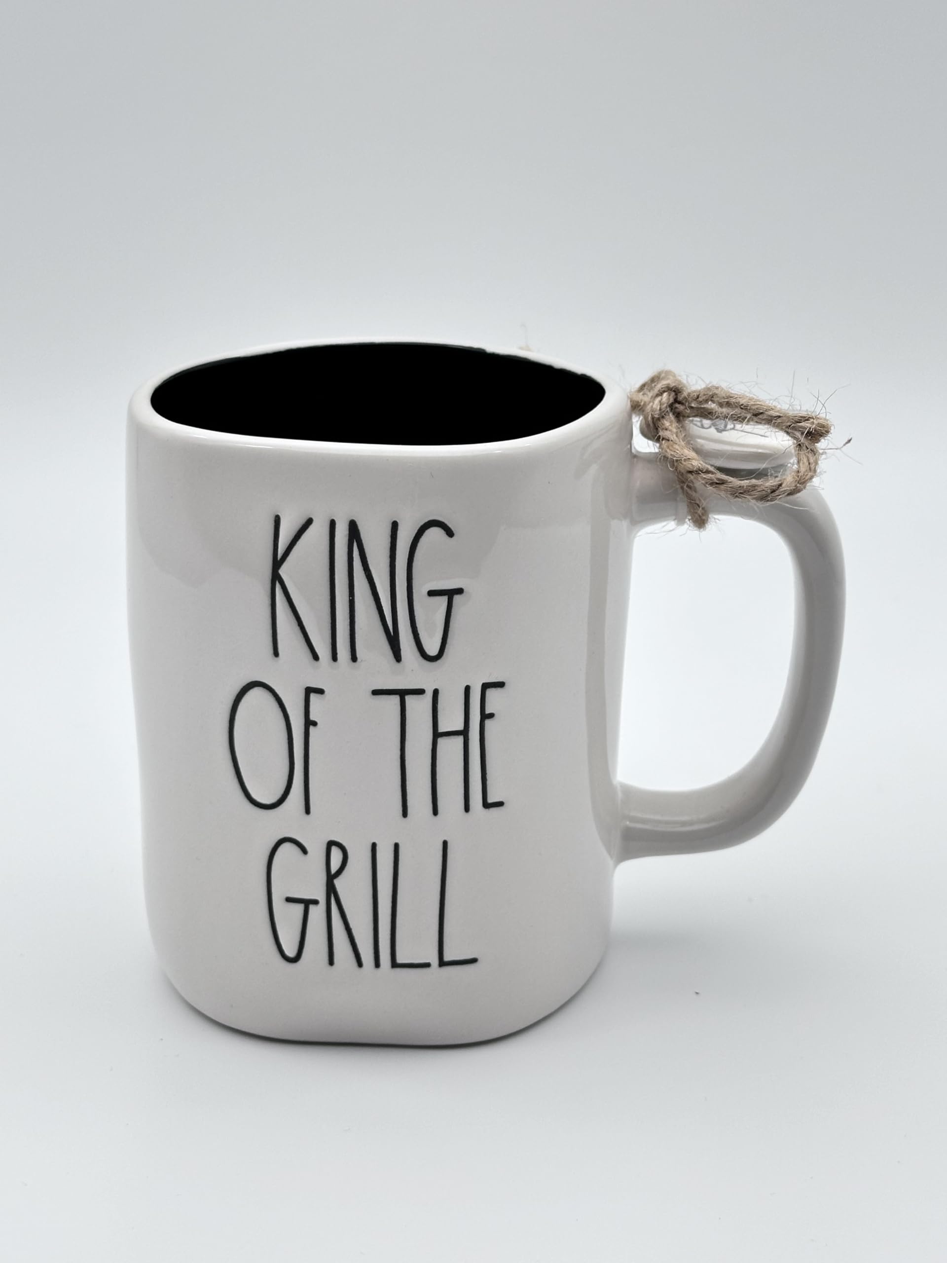 Rae Dunn KING OF THE GRILL Ceramic Coffee Mug - Dishwasher & Microwave Safe - Perfect Father's Day Gift for BBQ Lovers - Great for Camping, Outdoor Cooking & Dad's Morning Coffee