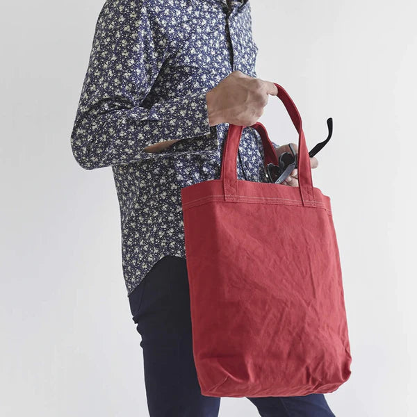 Kurashiki Hampu Selvedge Canvas Tote Bag - Autumn Leaves Red | Japanese Handmade Cotton Tote for Work, Travel & Shopping