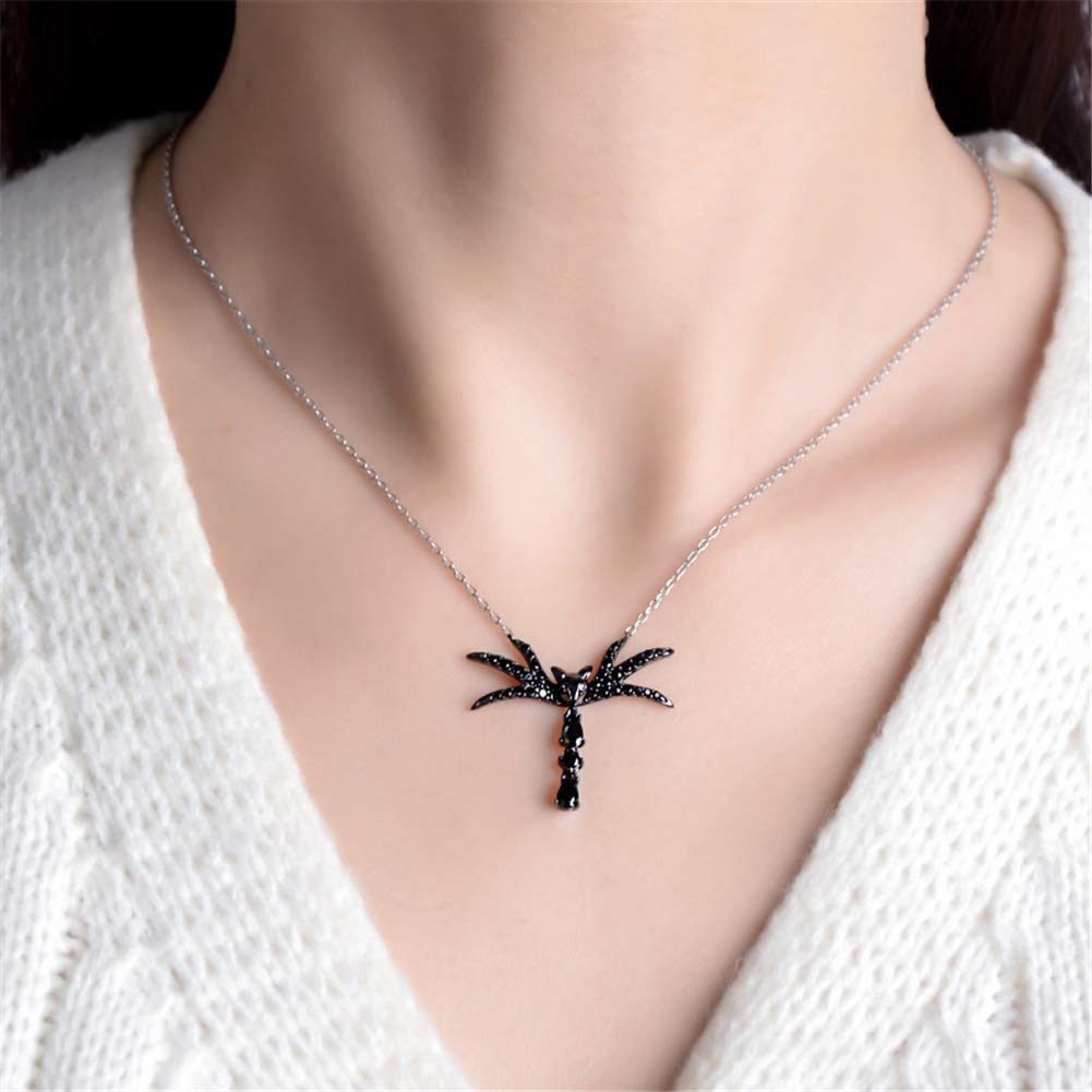 Jeulia Jack Skellington Bow Tie Nightmare Necklace - 925 Sterling Silver Skull Pendant Gothic Jewelry for Women | Halloween, Valentine's Day, Birthday Gift for Bride, Teen Girls | Perfect for Cosplay, Costume Parties & Alternative Fashion
