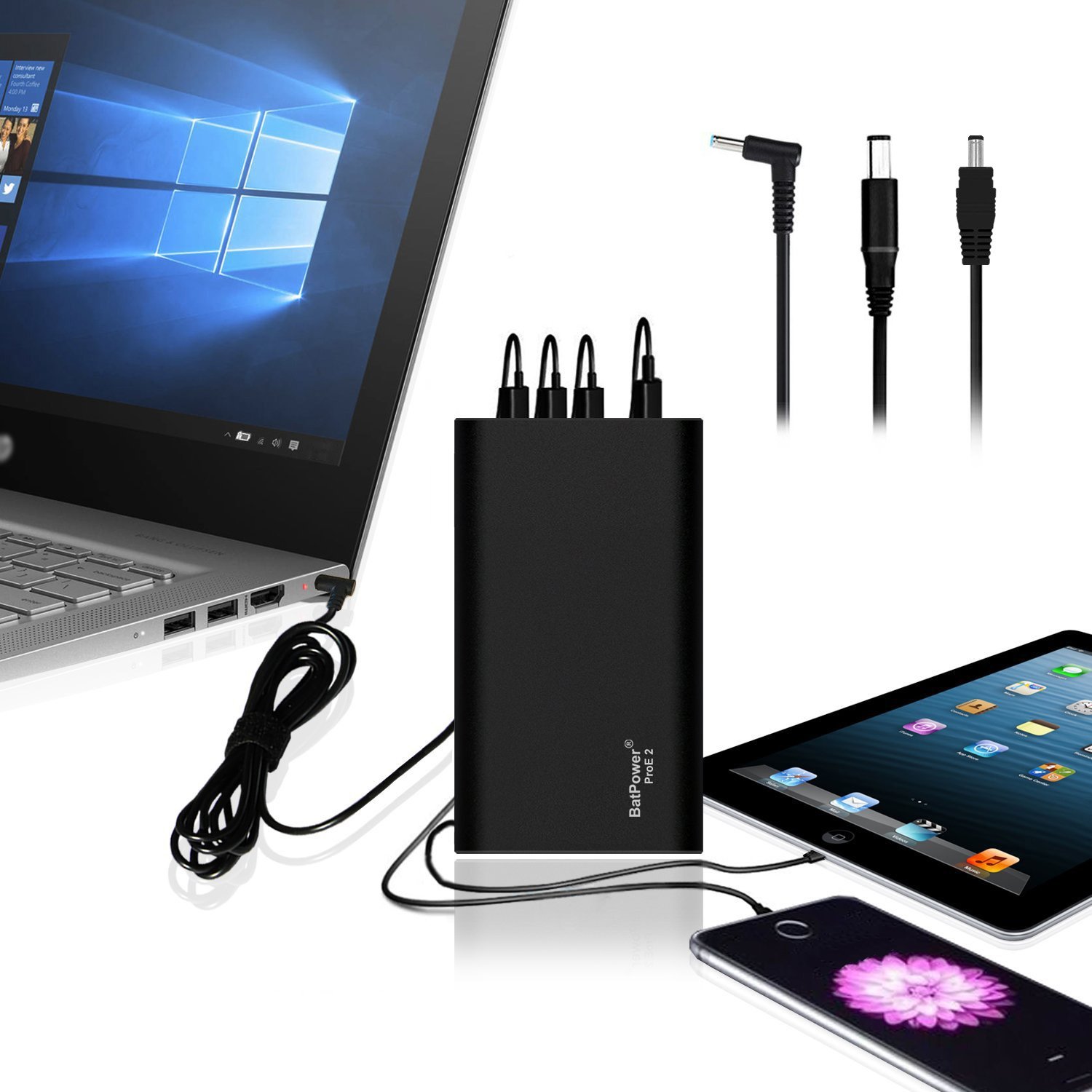 BatPower EX7H 98Wh Laptop Power Bank - Portable Charger for HP Pavilion, Envy, Spectre, Chromebook & More | Fast Charging External Battery for Laptops & Smartphones | Perfect for Travel, Work & Emergency Power Backup