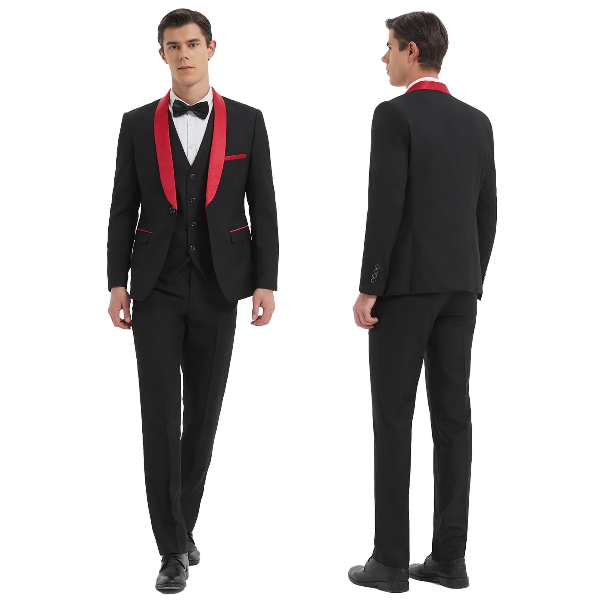 Men's Slim Fit Tuxedo Suit 3-Piece Set - Wedding, Business & Formal Occasions | Dinner Jacket, Vest & Pants for Groom & Groomsmen | Perfect for Prom, Black Tie Events & Evening Wear