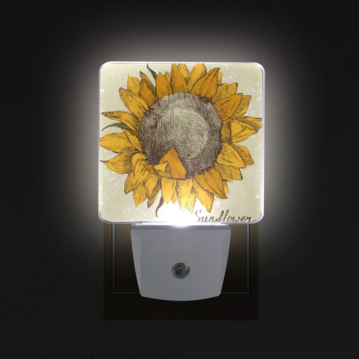 Vintage Sunflower Night Light 2 Pack - 0.5W LED Plug-in Lamp with Auto Dusk to Dawn Sensor, Warm White Bedside Lighting for Nursery, Bedroom, Hallway & Home Decor