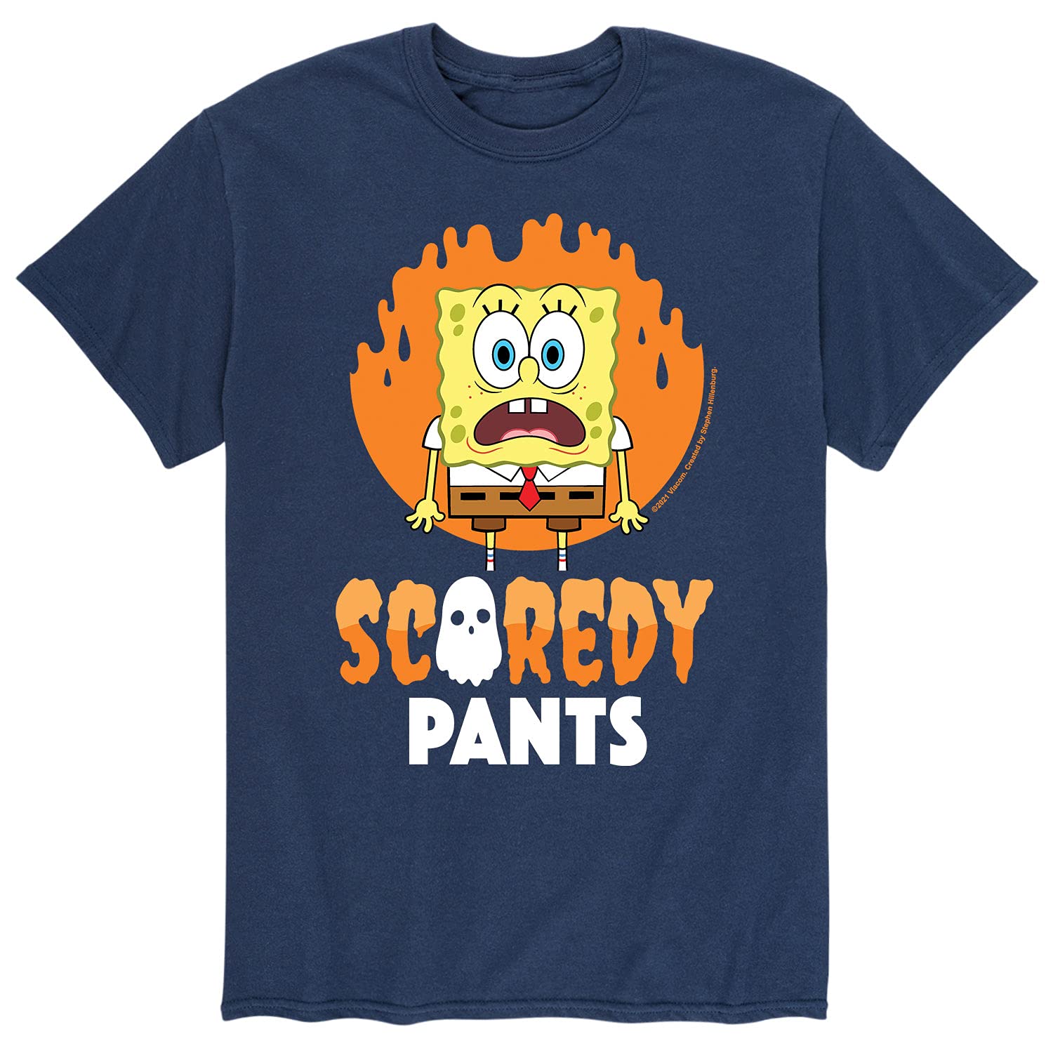 HYBRID APPAREL Spongebob Squarepants Scaredy Pants Men's Graphic T-Shirt - Funny Cartoon Tee for Casual Wear & Gifts