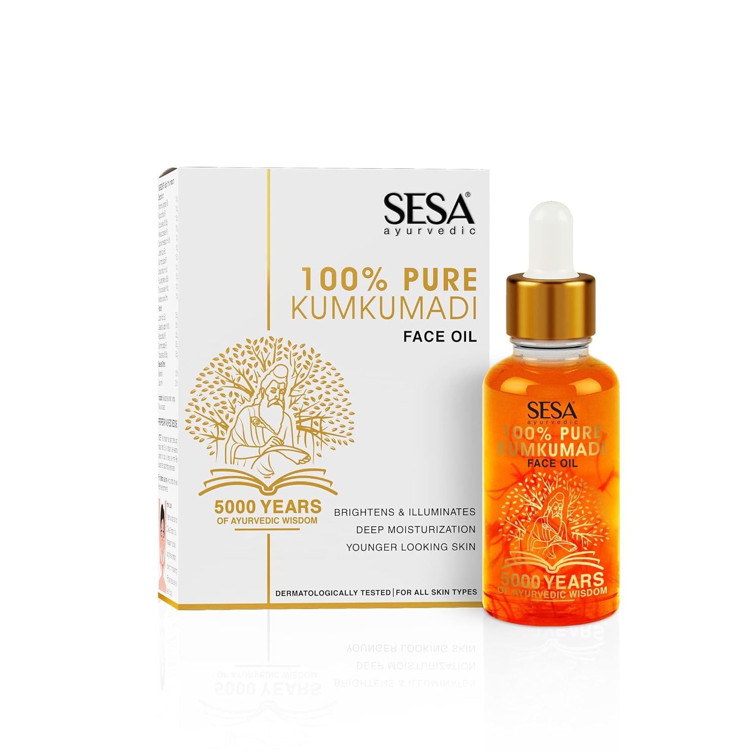 **SESA Kumkumadi Face Oil 15ml – 100% Pure Kumkumadi Tailam for Radiant, Glowing Skin | Repairs Dull & Damaged Skin | Deep Moisturization | Dermatologically Tested | All Skin Types | Perfect for Nighttime Skincare & Anti-Aging Routine**