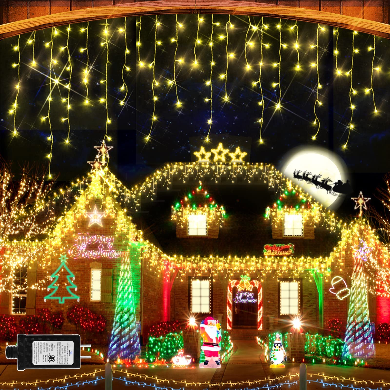 1280 LED 131 FT Super Long Christmas String Lights with 240 Drops - 8 Lighting Modes, Warm White - Indoor/Outdoor Holiday Decor for Christmas, Wedding, Party, Bedroom, Garden & Patio - Perfect for Creating Festive Atmosphere and Cozy Ambience