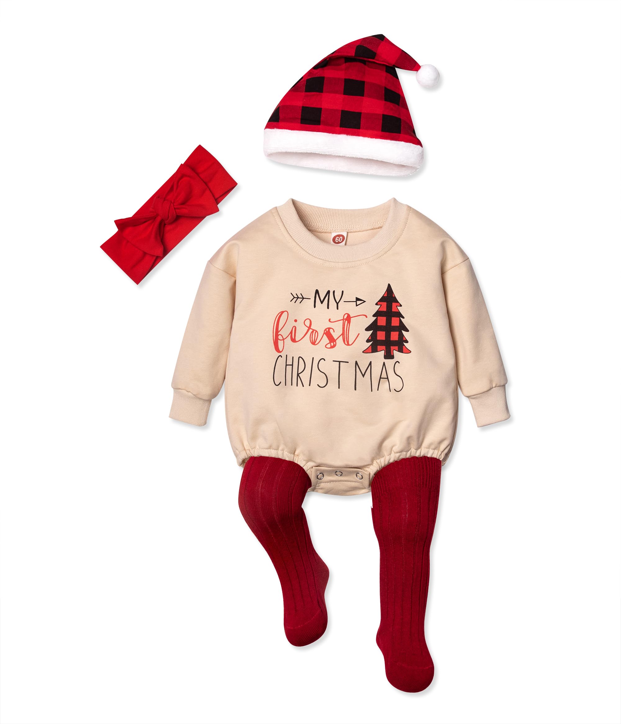 Cozy Christmas Outfits for Women - Oversized Holiday Sweater Romper with Matching Socks, Santa Hat & Festive Headband | Perfect for Xmas Parties, Family Photos & Winter Vacations