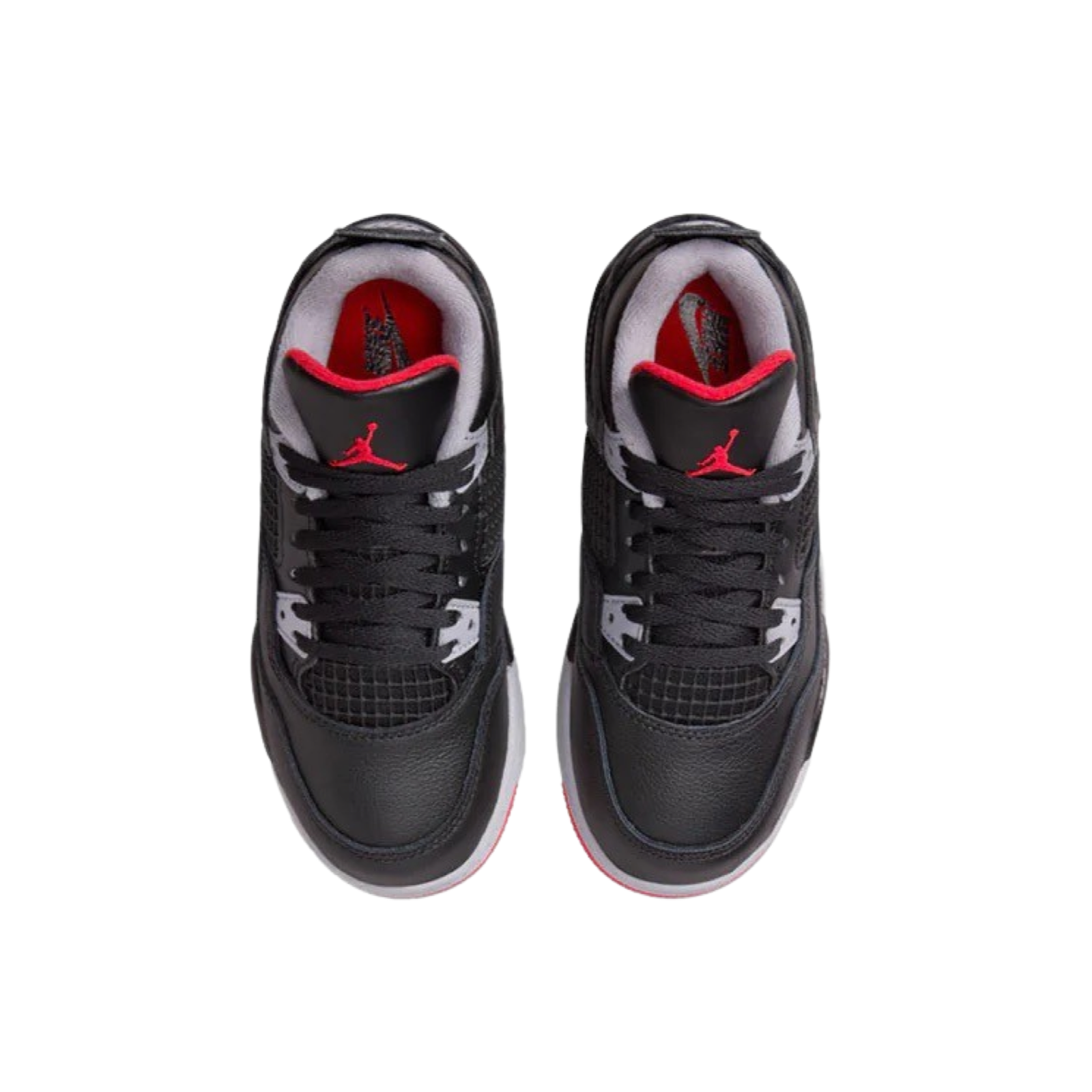 Air Jordan 4 Retro Reimagined BRED 2024 - Black Fire Red Cement Grey Sneakers for Boys & Girls | Pre-School Kids Basketball Shoes for Sports & Casual Wear