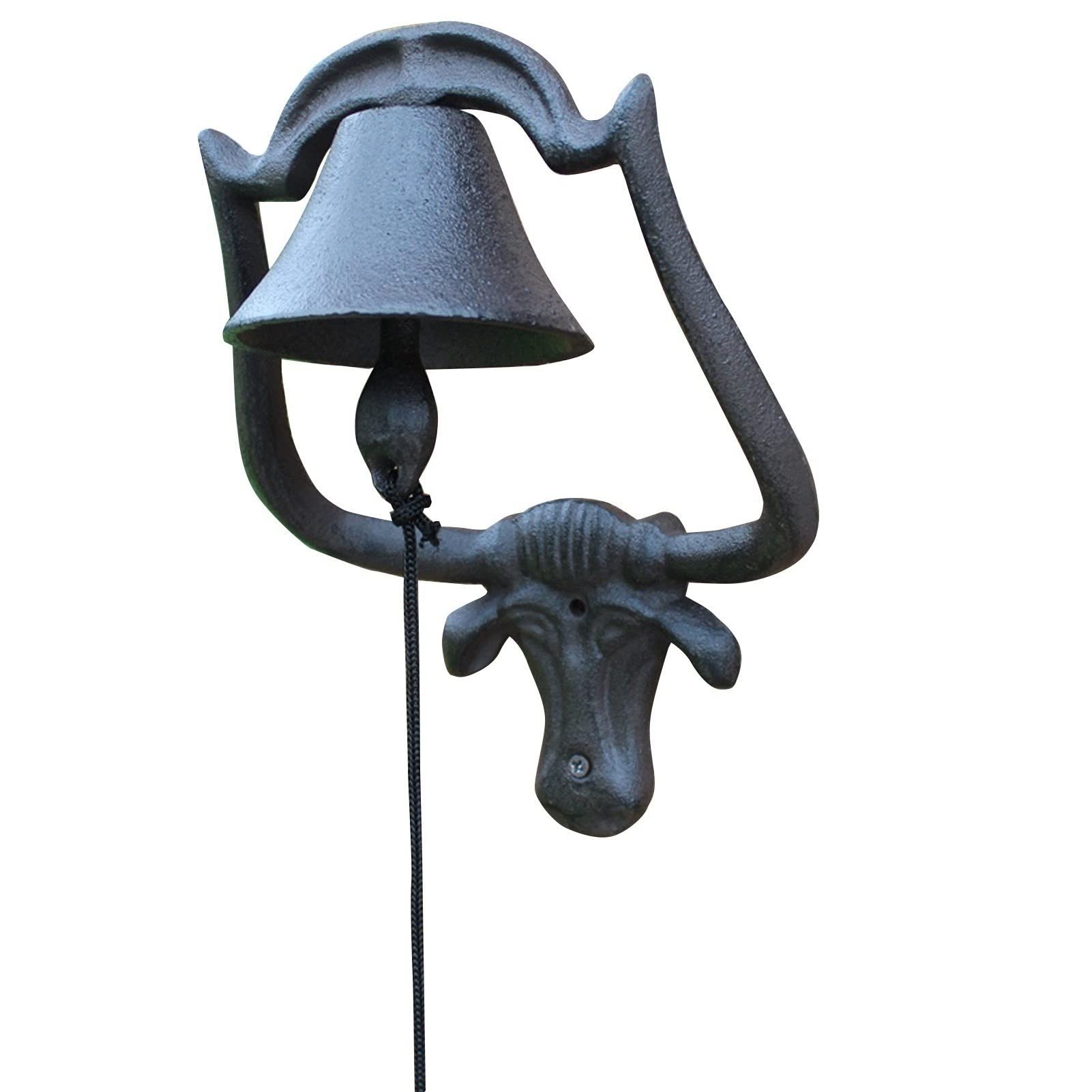 Vintage Metal Doorbell - Retro Cast Iron Wind Chime with Cattle Head Design for Indoor & Outdoor Decor | Perfect for Shops, Homes, and Garden Decoration