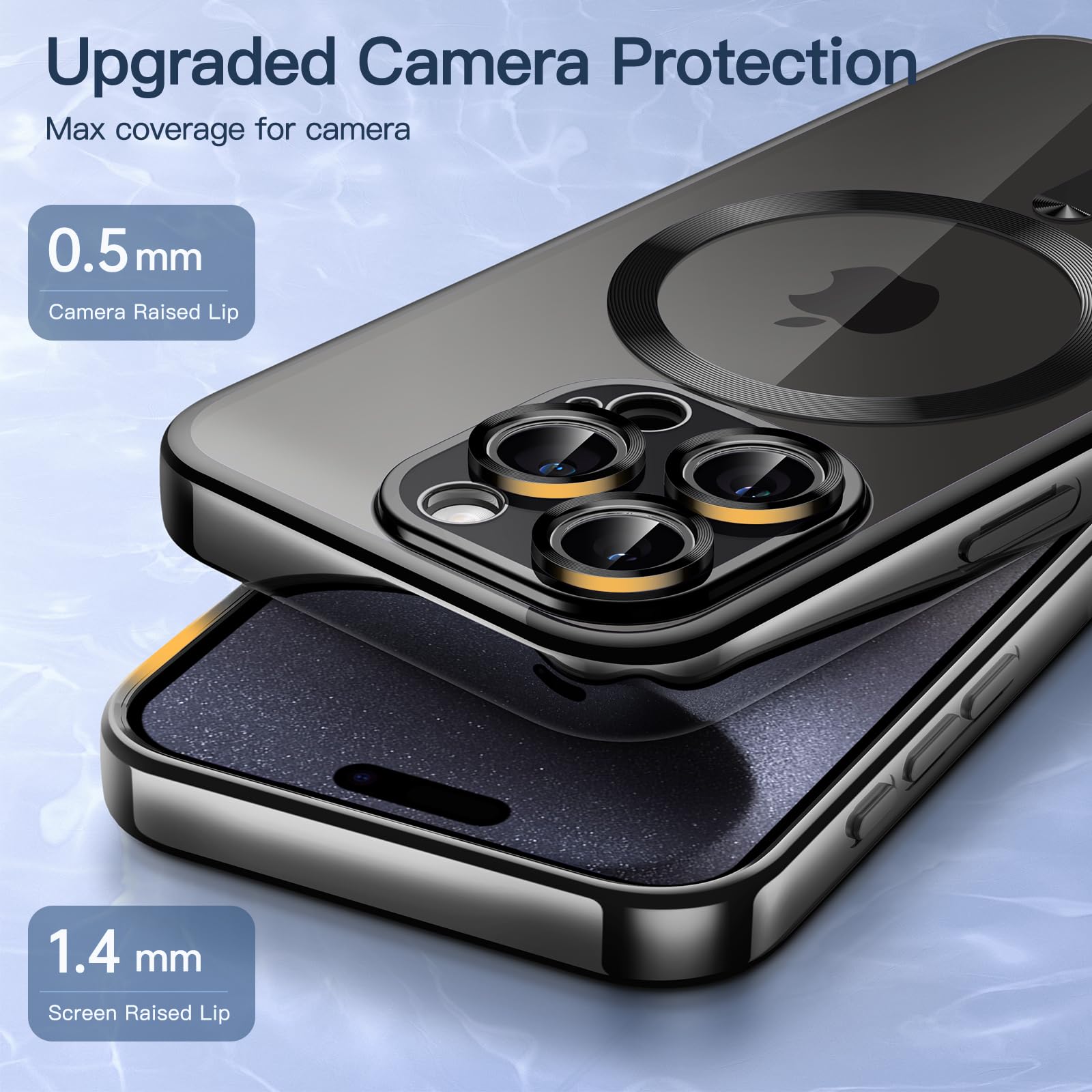 JETech iPhone 15 Pro Max Case 6.7 Inch - Clear Soft TPU Phone Cover with Camera Protection | MagSafe Compatible | Shockproof Electroplated Design (Black) - Perfect for Everyday Use, Wireless Charging & Drop Protection