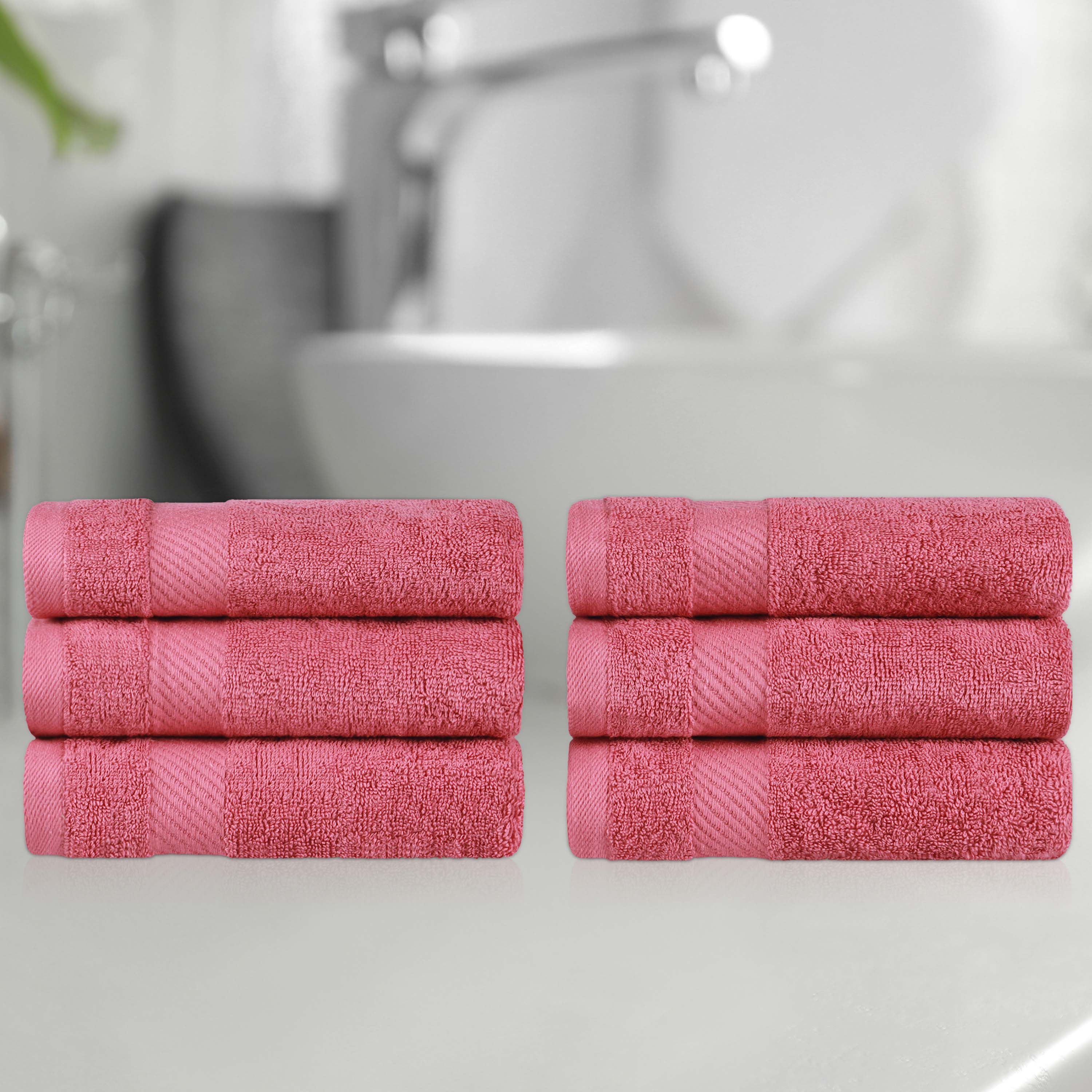 Premium 6-Piece Egyptian Cotton Hand Towel Set with Elegant Dobby Border - Soft & Absorbent for Bathroom, Kitchen, and Guest Use