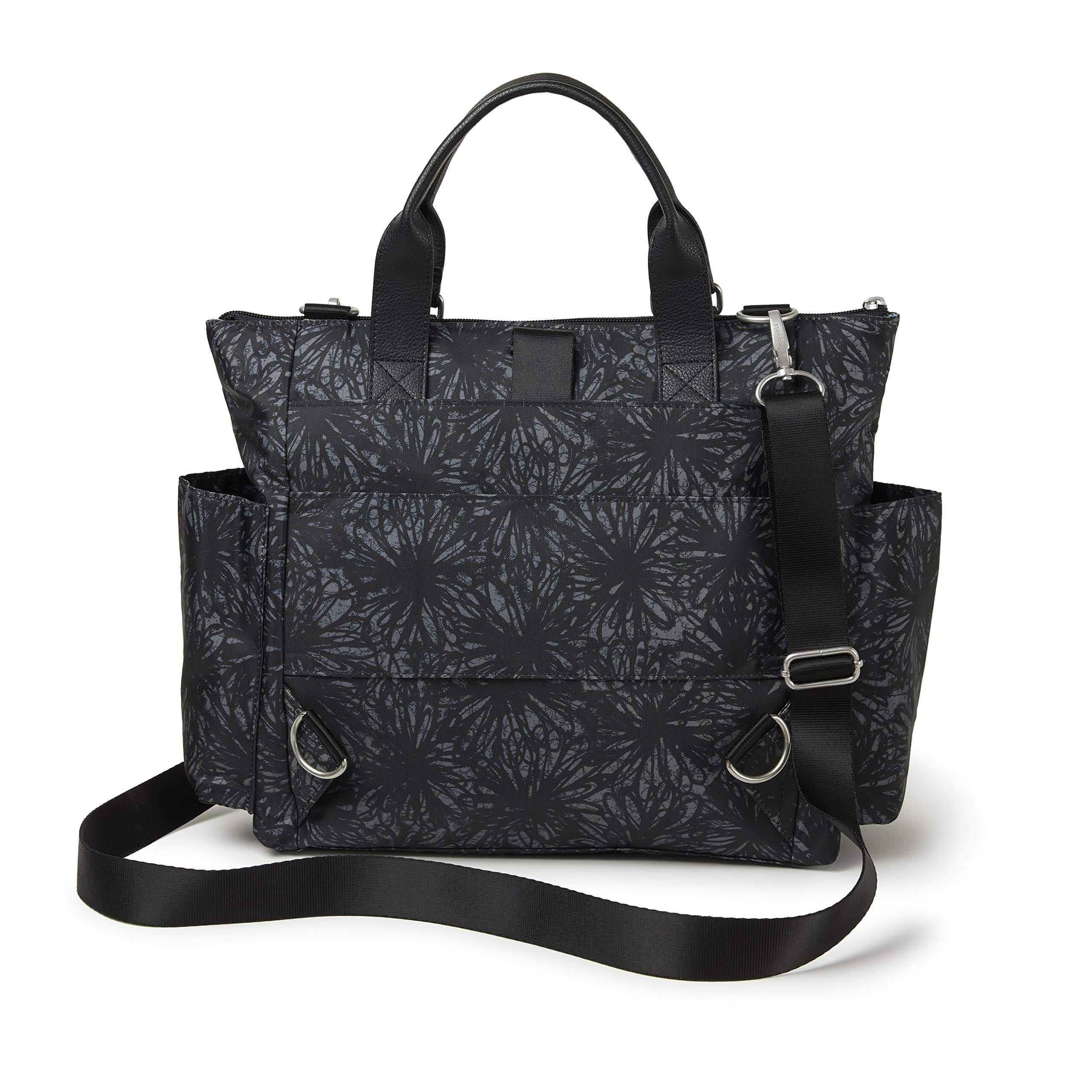 Baggallini New Classic 3-in-1 Convertible Backpack with RFID Phone Wristlet - Onyx Floral One Size - Perfect for Travel, Work & Everyday Use