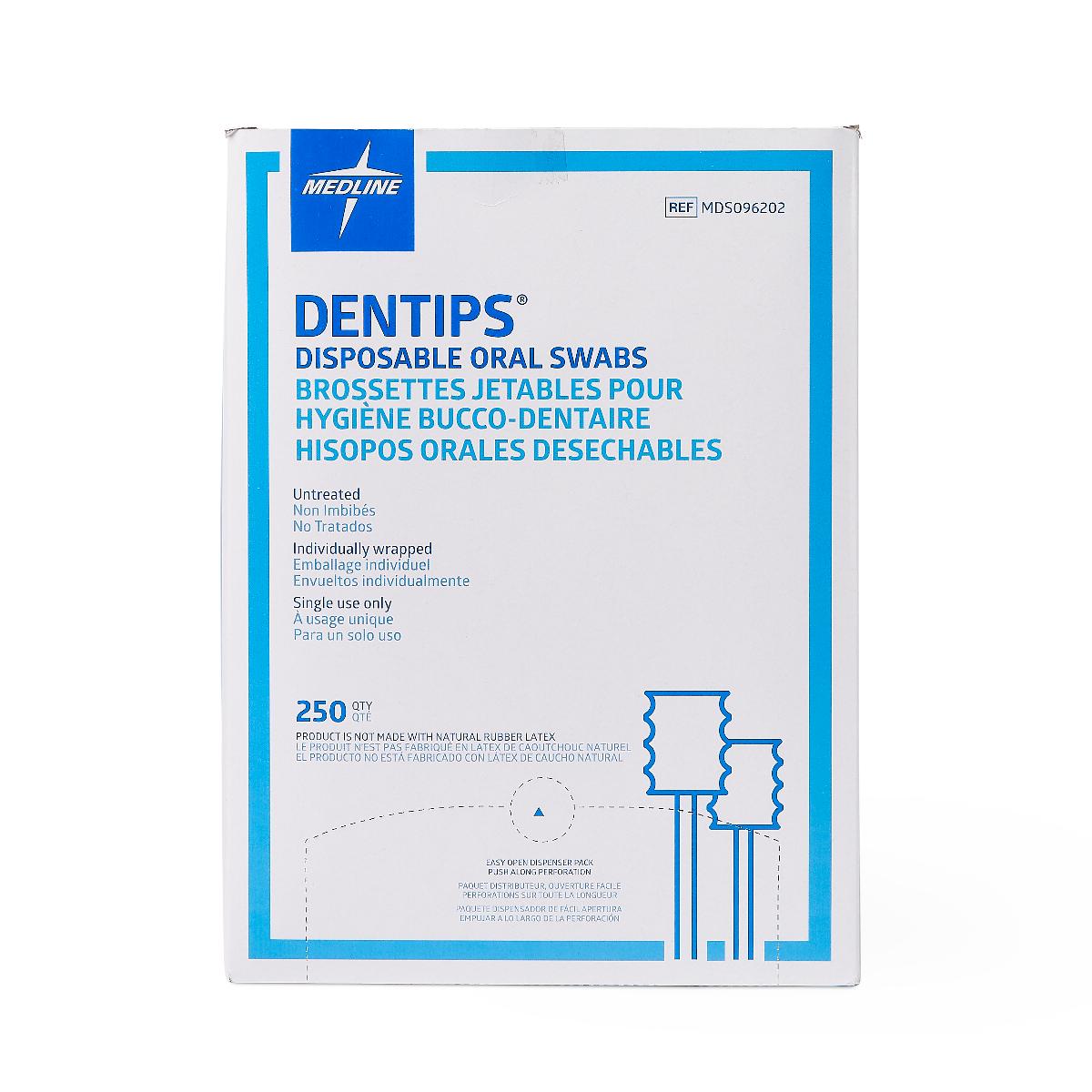 Dentips Untreated Disposable Oral Swabs - Soft Cotton Swabs for Dental Care, Oral Hygiene, and Wound Cleaning - Perfect for Hospitals, Clinics, and Home Use