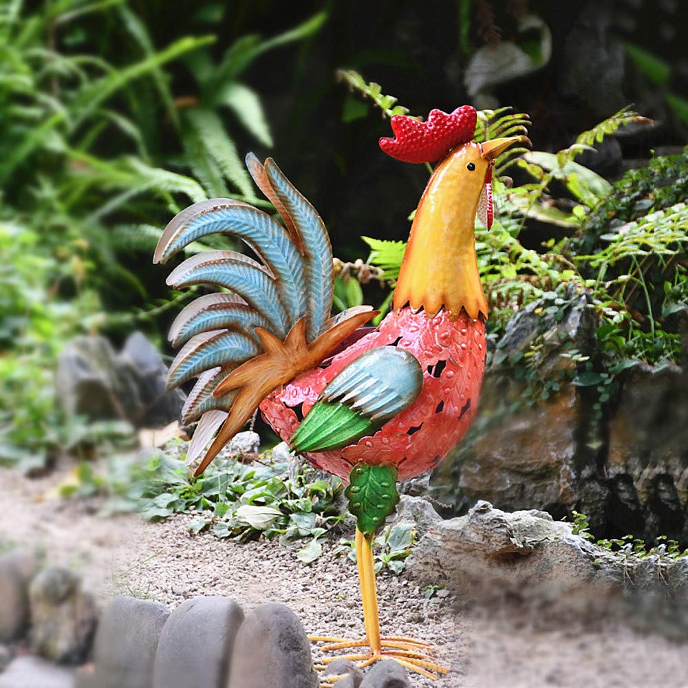 Vintage Cast Iron Rooster Statue - Large Durable Garden Decor for Lawn, Patio, and Outdoor Decoration | Perfect for Farmhouse, Countryside, and Rustic Home Décor