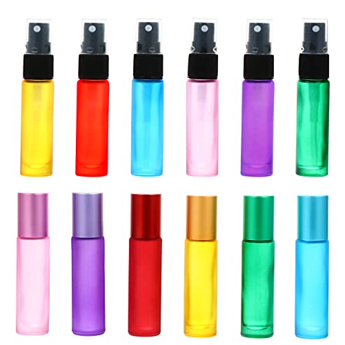 12-Piece Frosted Glass Roller Bottles Set for Essential Oils - Aromatherapy, DIY Blends & Travel-Friendly (Mixed Styles) - Perfect for Home Spa, Yoga, Meditation & Gift Giving