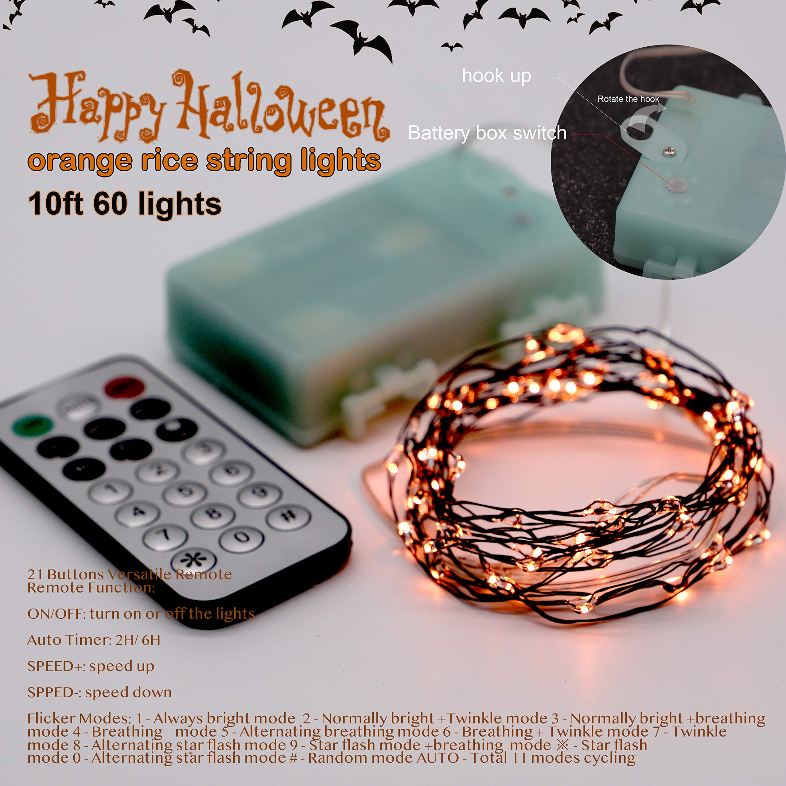 Fall Fairy Lights - Battery Operated String Lights for Thanksgiving & Indoor Decor (Orange) - Perfect for Autumn Home Decor
