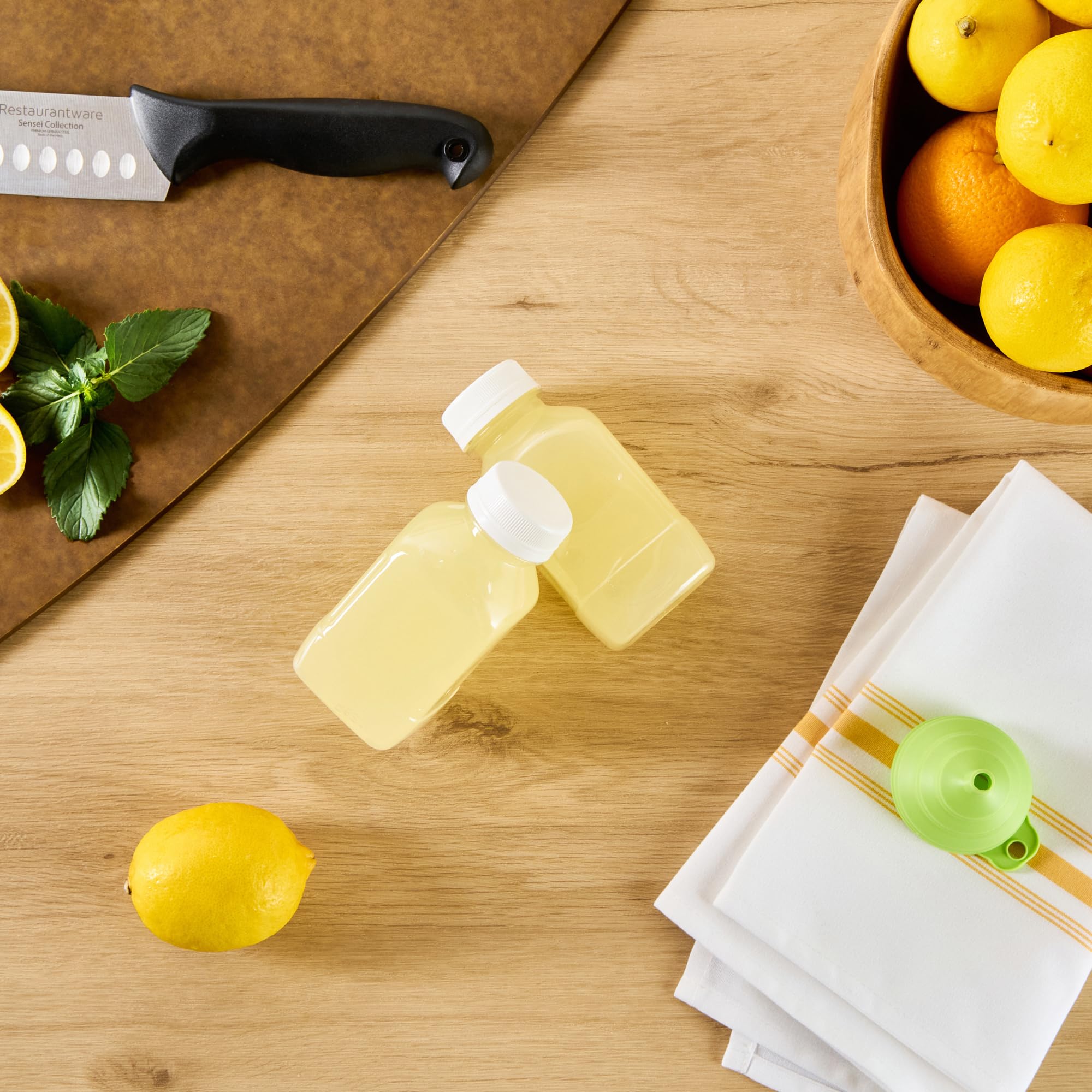 8oz Clear Plastic Juice Bottles with White Caps - 100 Pack Disposable Square Bottles for Juicing, Smoothies & Beverages | Perfect for Juice Bars, Coffee Shops, Restaurants & Catering Services | Leak-Proof, BPA-Free, Commercial & Home Use