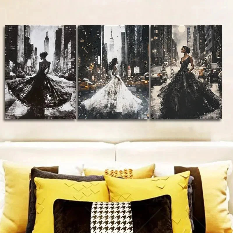 3-Piece Luxurious Metal Wall Art Prints - Ready to Hang Modern Home Decor for Living Room, Bedroom & Office