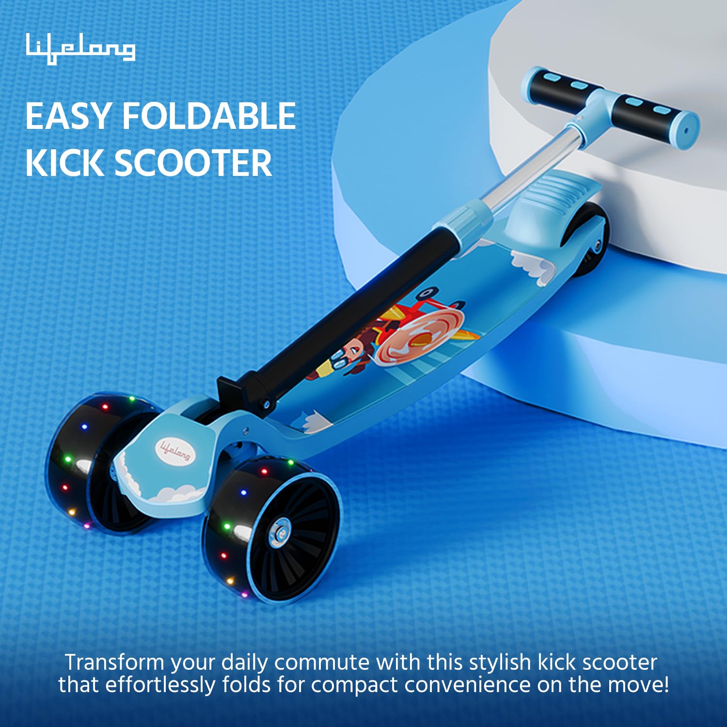 Best Foldable Kids Scooter with LED Wheels for Boys & Girls Ages 3+ - Adjustable Height Kick Scooter Supports 50kg - Perfect for Outdoor Play, Commuting & Birthday Gifts - Durable Toddler Scooter Toy for Preschoolers