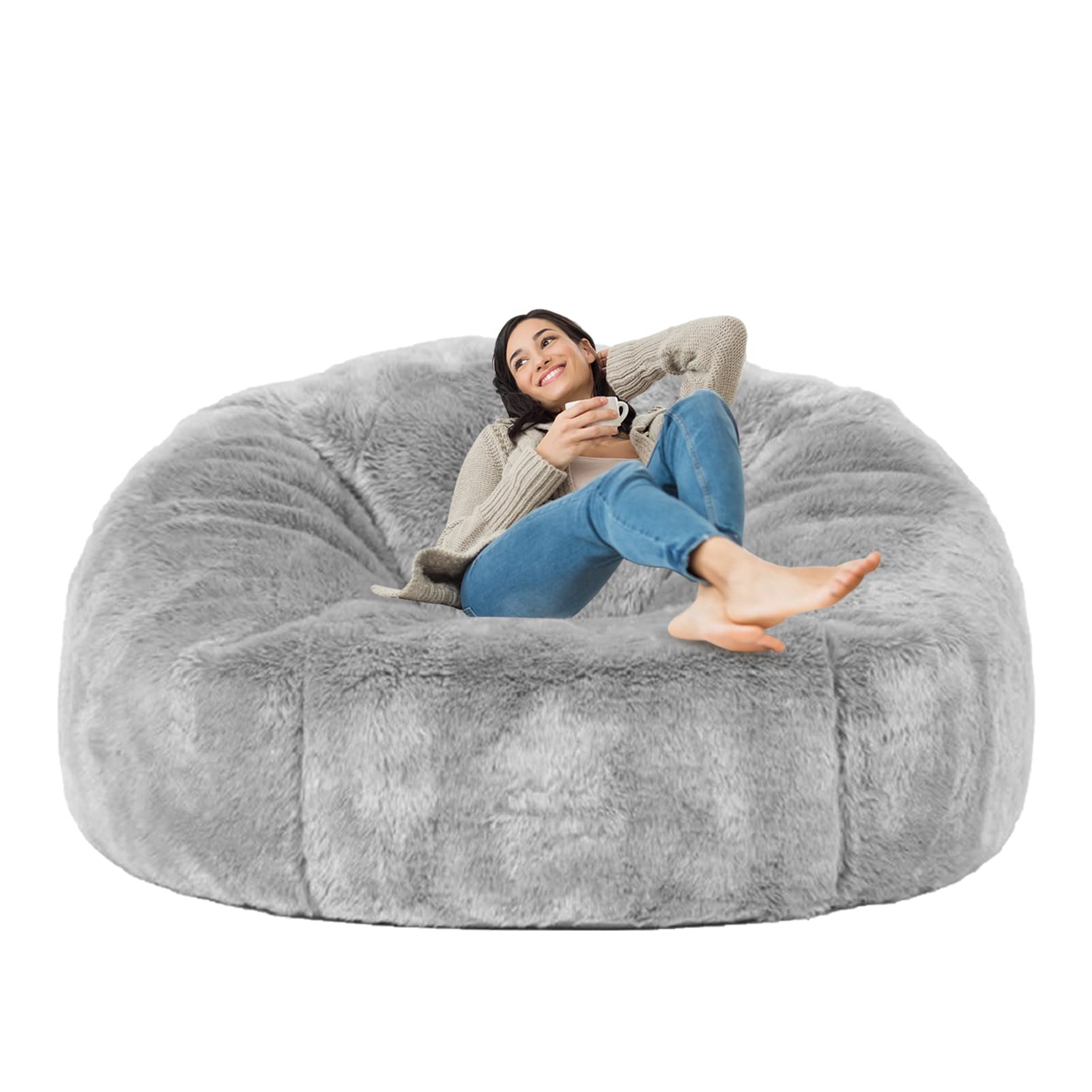 TAOTIQUE Giant Bean Bag Chair Cover - Soft Faux Fur Washable Sofa Bed Slipcover for Adults & Kids (Cover Only, No Filler) | Perfect for Living Room, Bedroom, Dorm & Game Room
