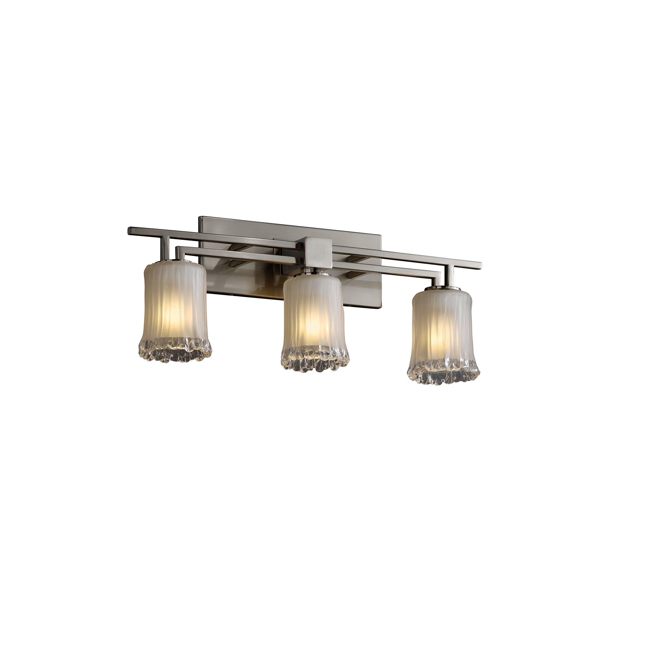Justice Design GLA-8703-16-WTFR-NCKL Aero 3-Light Bathroom Vanity Light Bar - Modern Chrome Finish for Bathroom, Powder Room & Dressing Area Lighting