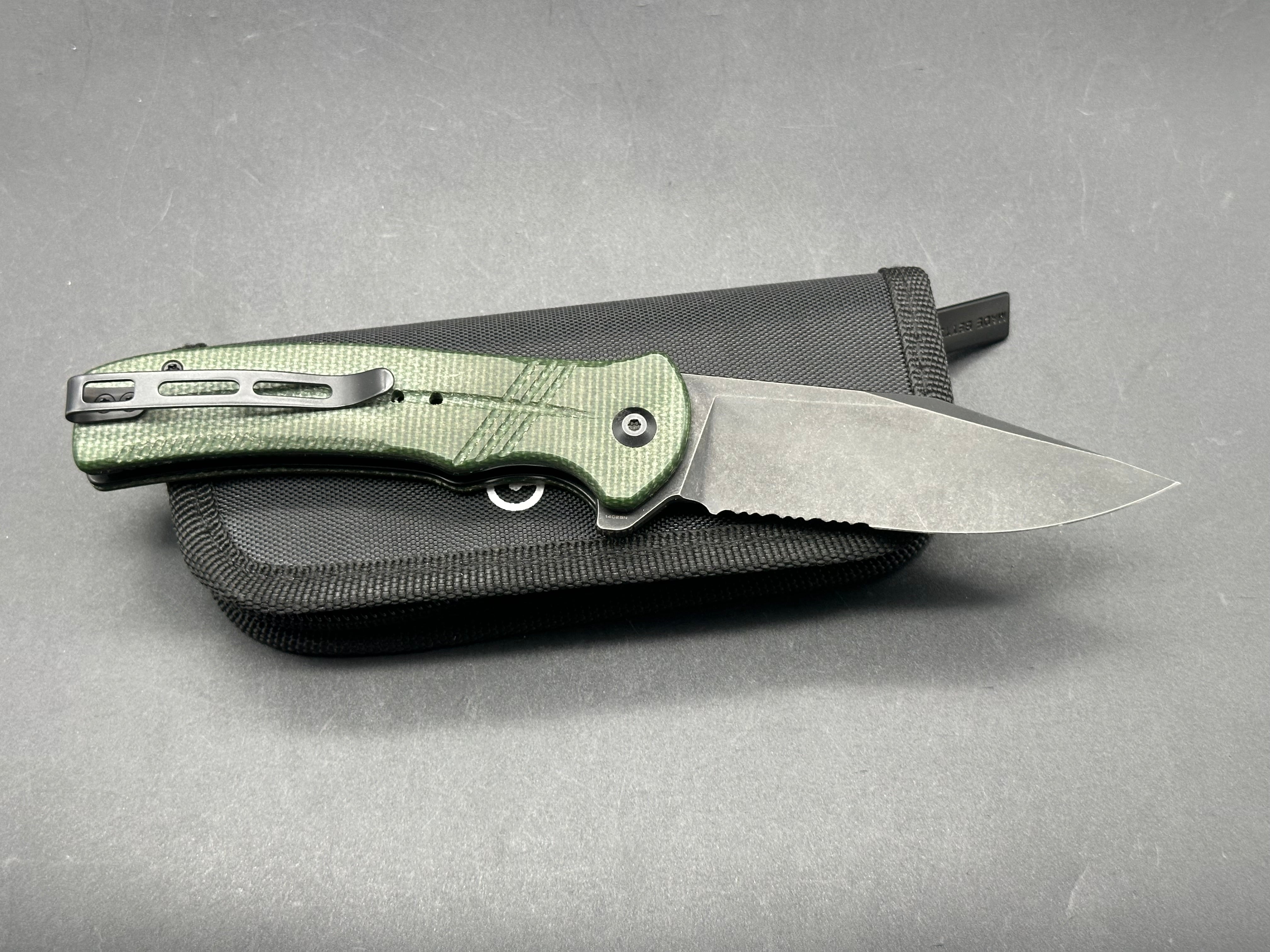 Civivi Cogent Folding Pocket Knife with Green Micarta Handle - EDC, Camping, Outdoor Survival Gear