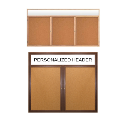 Premium Enclosed Indoor Wood Frame Bulletin Boards with Message Header - 2 & 3 Door Wall Display Cases for Office, Classroom & Home Organization | Durable Corkboard for Notes & Announcements