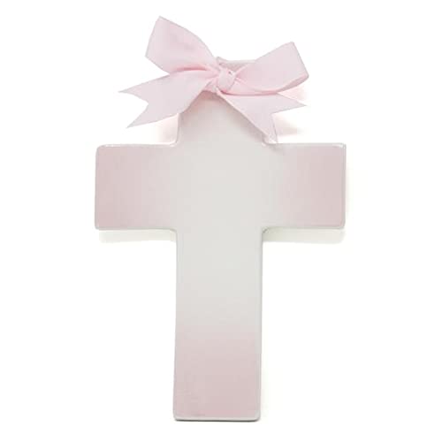 Child to Cherish Ceramic Ombre Cross Necklace - Pink Gradient Religious Jewelry for Girls, Baptism Gift & First Communion Present