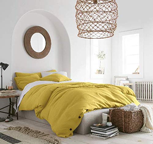 Linen Body Pillow Cover 20x54 - Extra Long Envelope Closure Pillowcase for Lumbar Support & Therapeutic Pillows - Breathable & Soft (Yellow) - Perfect for Back Pain Relief, Pregnancy Comfort & Home Decor