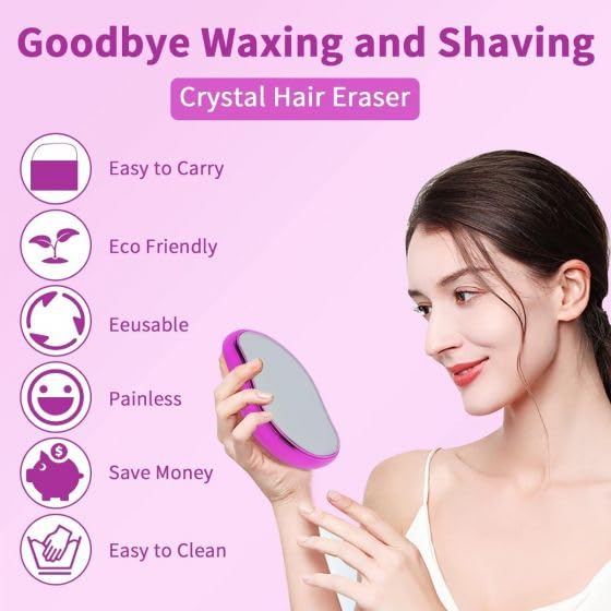 Painless Hair Removal Epilator for Women & Men - Safe Physical Hair Eraser Tool with Skin Exfoliation | At-Home Hair Removal for Smooth Skin (Bikini Line, Legs, Arms, Underarms)