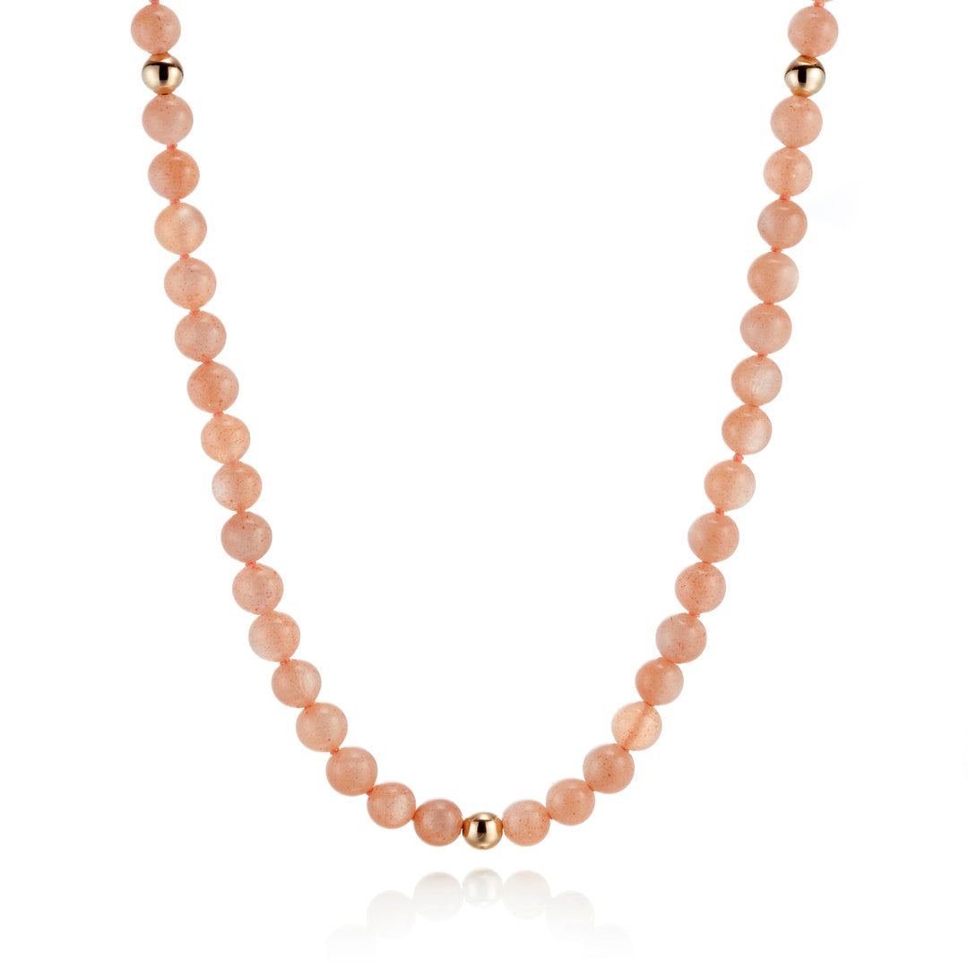 Peach Moonstone & Gold Rope Necklace - Elegant Boho Jewelry for Women, Perfect for Weddings, Parties & Everyday Wear