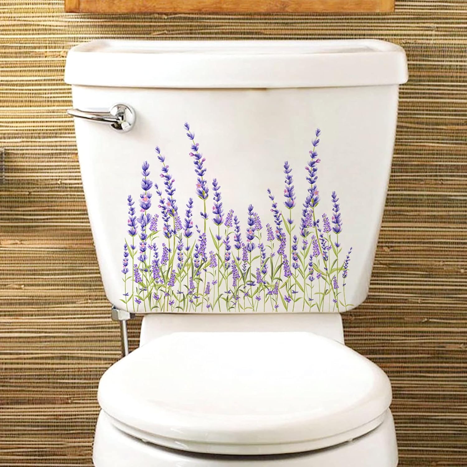 Retro Floral Toilet Lid Stickers - Removable Bathroom Decor for Home & Cafe