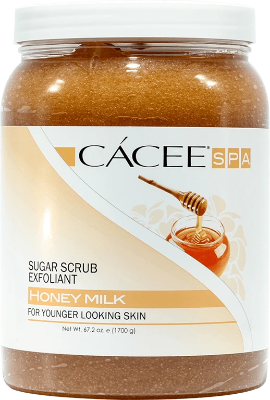 Cacee Honey Milk Sugar Scrub Exfoliant - 67.2 oz Large Size for Soft Smooth Skin | Body Scrub for Dry Skin, DIY Spa Treatment, Gift for Her, Home & Professional Use
