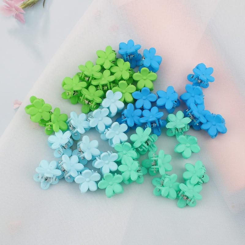 20 PCS Small Hair Clips for Girls & Women - Mini Flower Hair Claw Clips in 10 Colors - Cute Plastic Hair Accessories for School, Party, and Everyday Use