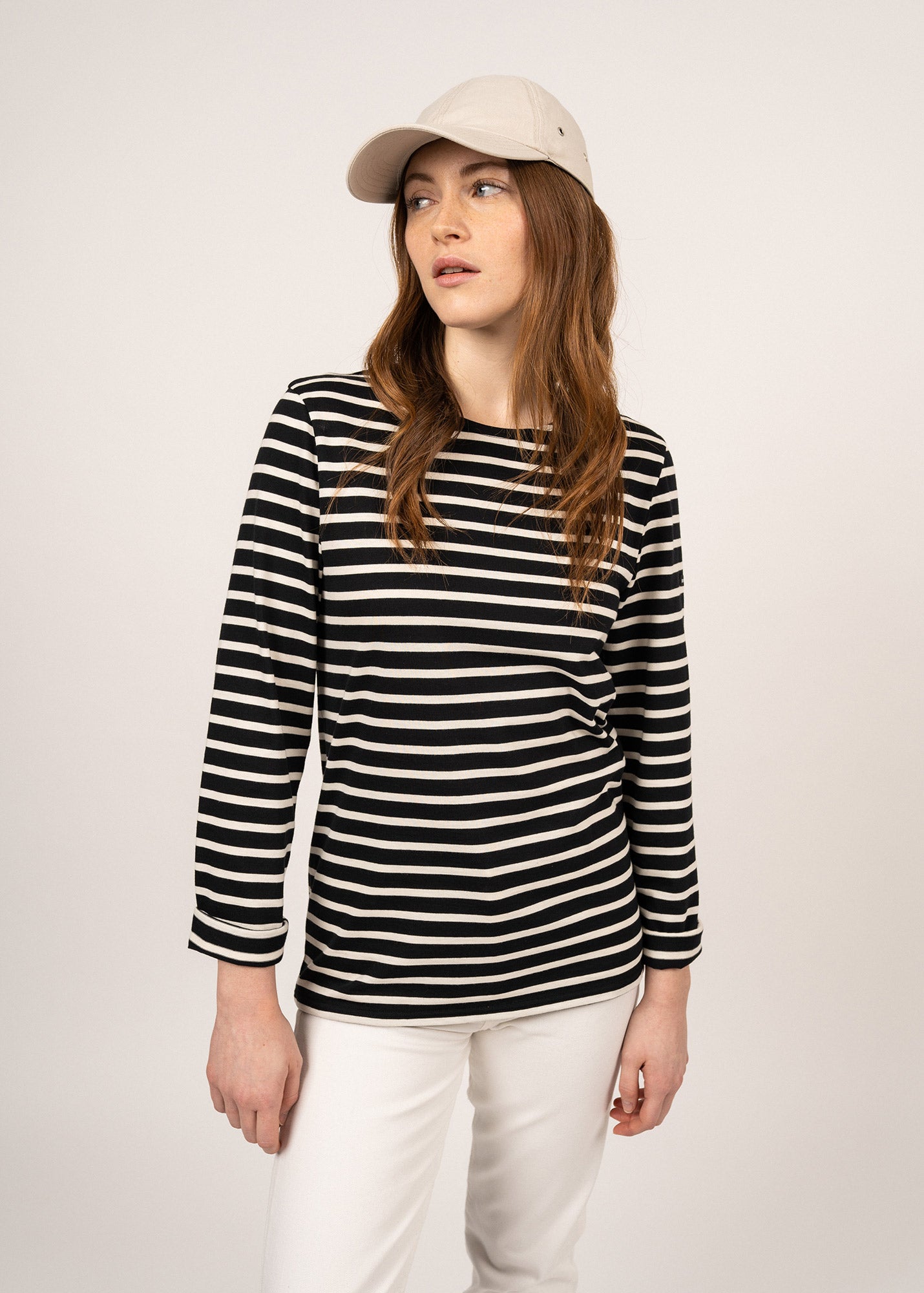 MINQUIERS MODERN Authentic Breton Stripe Shirt for Men | Soft 100% Cotton | Classic Black & Ecru Stripes | Casual Wear, Beach Outfit & Smart Casual Style