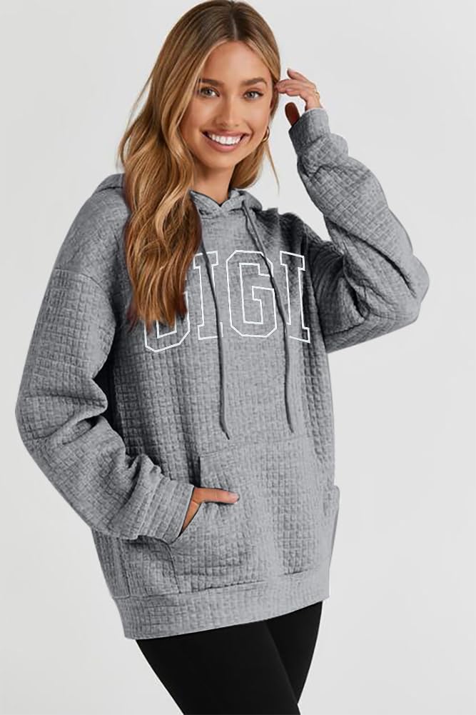 UNIQUEONE Women's Grandma Sweatshirt - Cozy Waffle Knit Hooded Pullover with Drawstring & Pocket | Perfect Gift for Nana, Gigi, Mother's Day & Family Gatherings