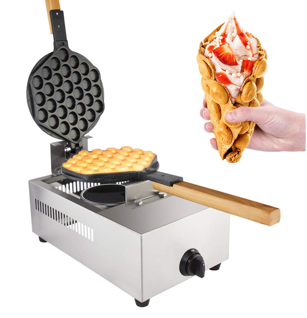 Professional Rotating Gas Bubble Waffle Maker - Large Hexagon Stainless Steel Egg Waffle Machine for Home & Commercial Use | Perfect for Breakfast, Desserts, and Street Food Business
