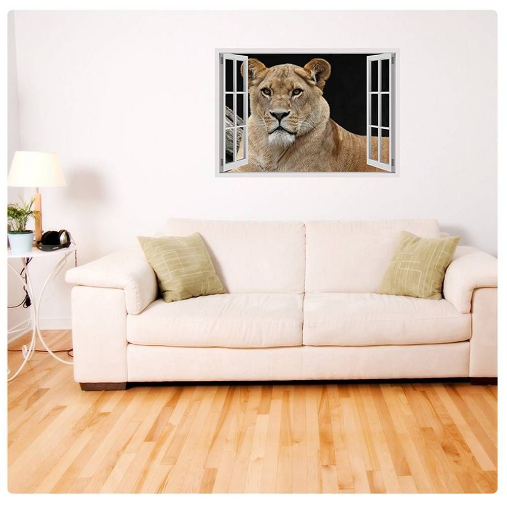 Premium Lion 3D Window Wall Sticker Decal - 34